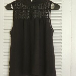Forever 21 Black Mandarin Collar Blouse